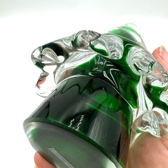 Glass Christmas Tree Paper Weight Clear Green Holiday - Picture 12 of 13